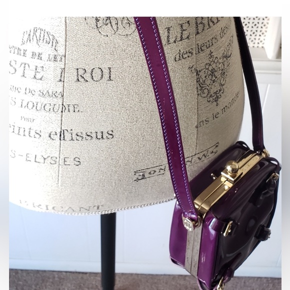 Celine Purple Lapis Roller Buckle Mini Patent Leather Crossbody Square Bag Purse - Picture 4 of 13